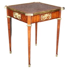 French Louis XVI Directoire Inlaid Satinwood Marquetry and Bronze End Table