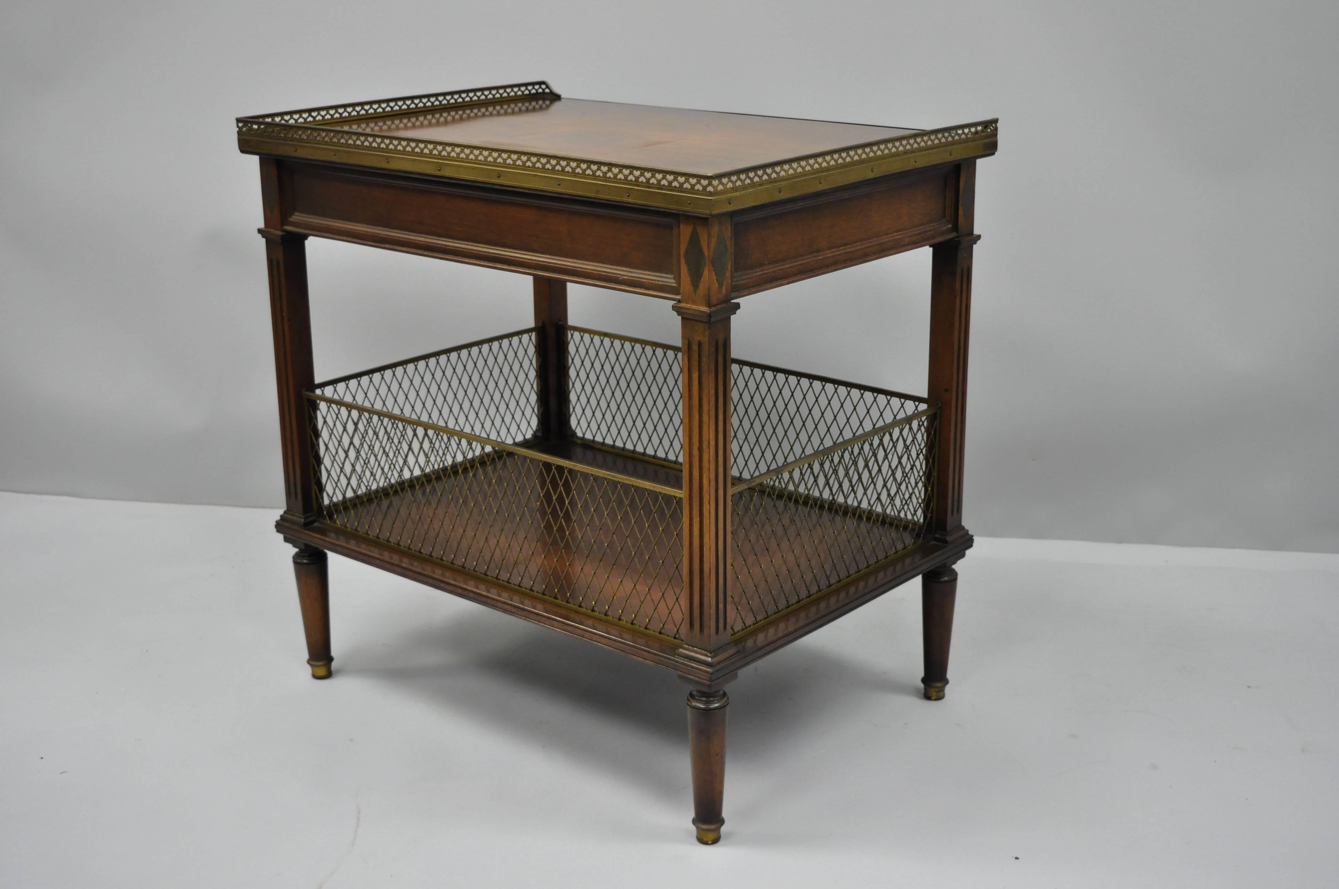 French Louis XVI Directoire Maison Jansen Style Oversize Walnut End Tables, Pair 7
