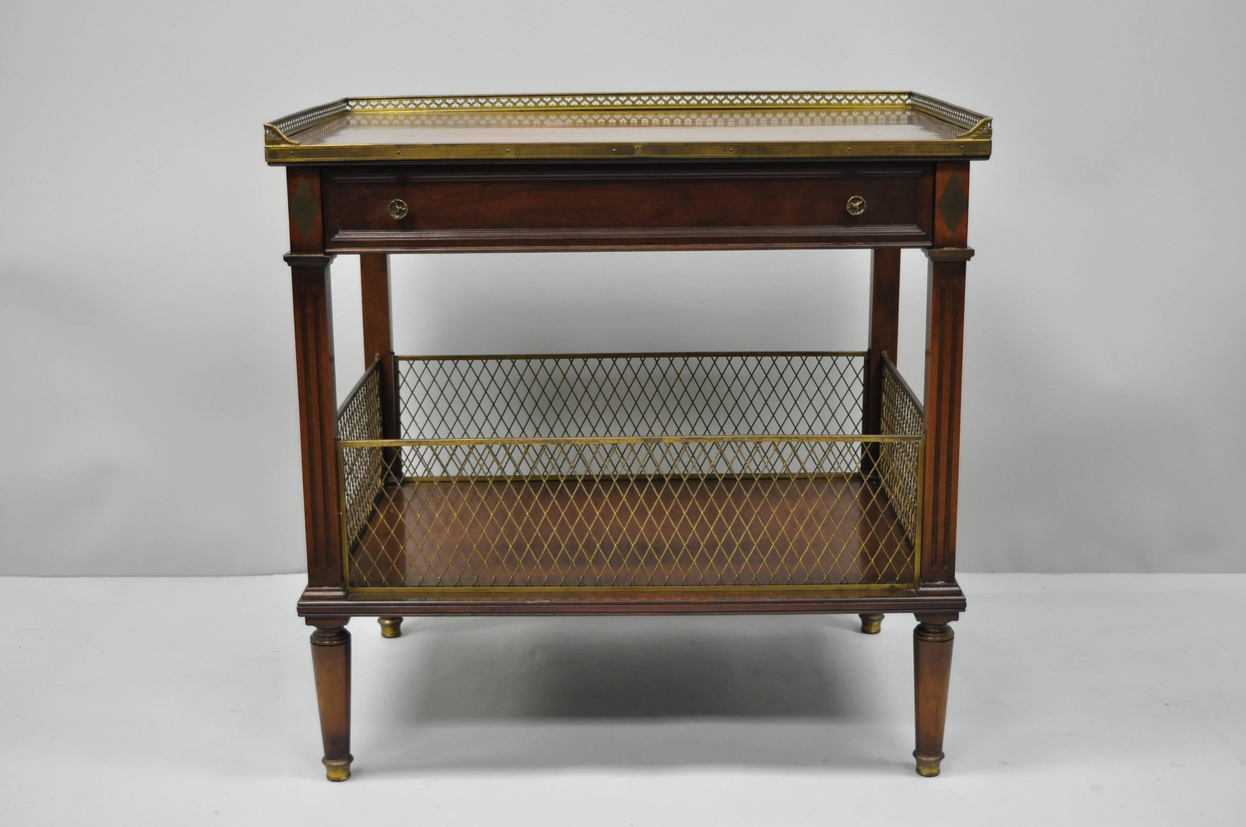 French Louis XVI Directoire Maison Jansen Style Oversize Walnut End Tables, Pair 11
