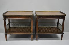 French Louis XVI Directoire Maison Jansen Style Oversize Walnut End Tables, Pair