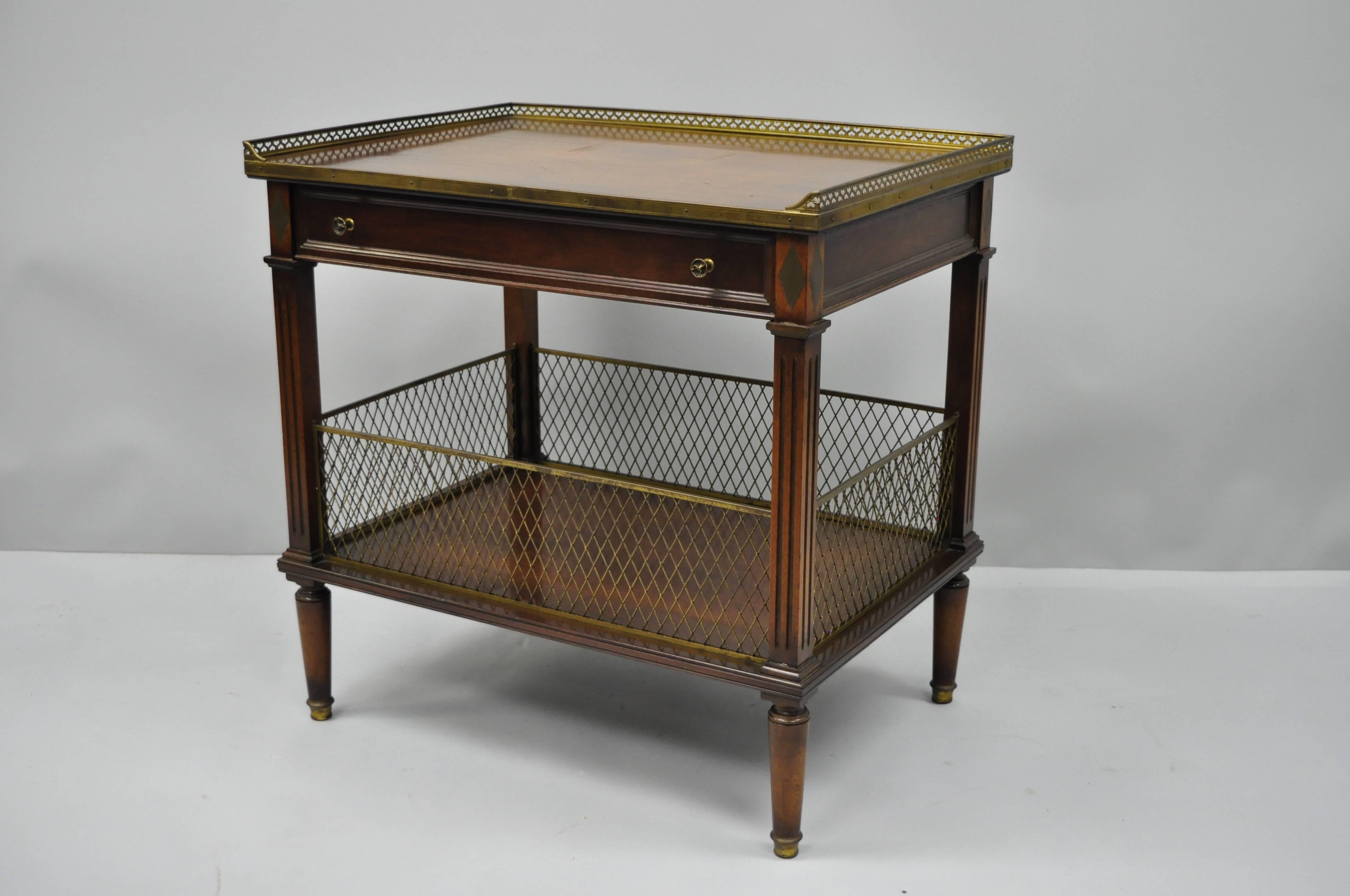 French Louis XVI Directoire Maison Jansen Style Oversize Walnut End Tables, Pair In Good Condition In Philadelphia, PA