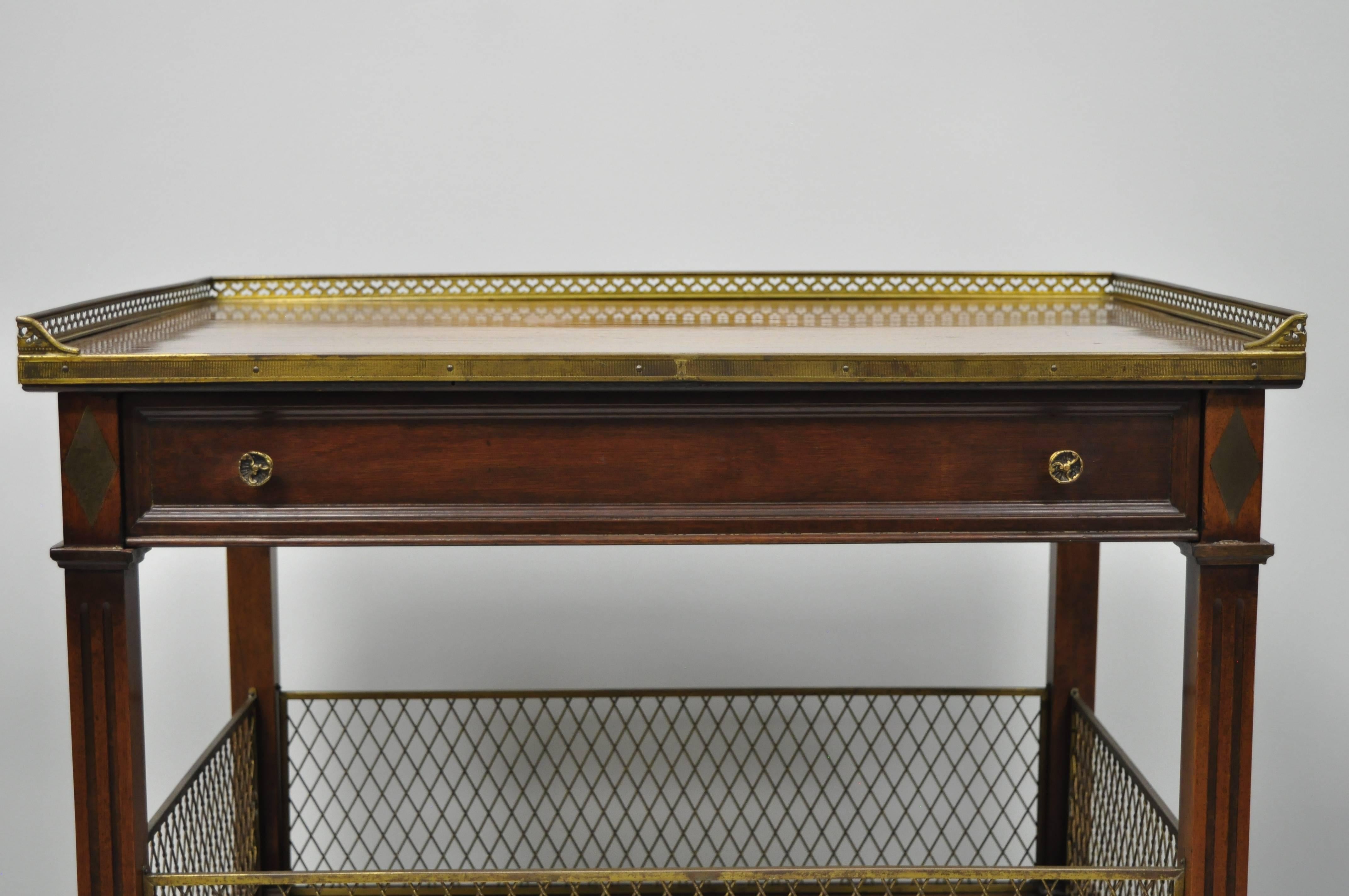 French Louis XVI Directoire Maison Jansen Style Oversize Walnut End Tables, Pair 3