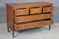 French Louis XVI Directoire Solid Cherry Brass Mounted Commode C. 1950s