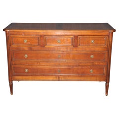 French Louis XVI Directoire Solid Cherry Brass Mounted Commode C. 1950s