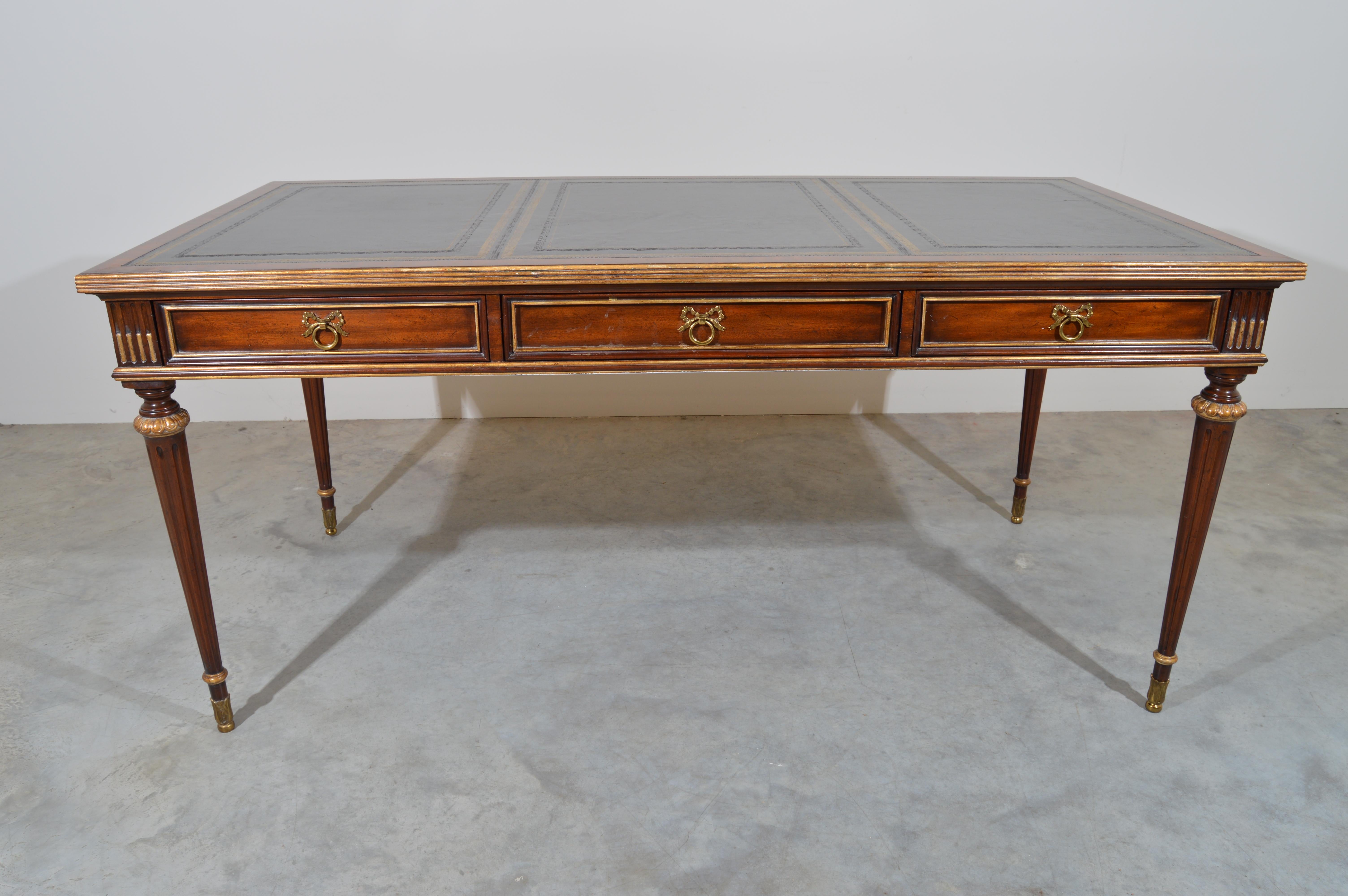 Brass French Louis XVI Directoire Style Desk by Maitland Smith