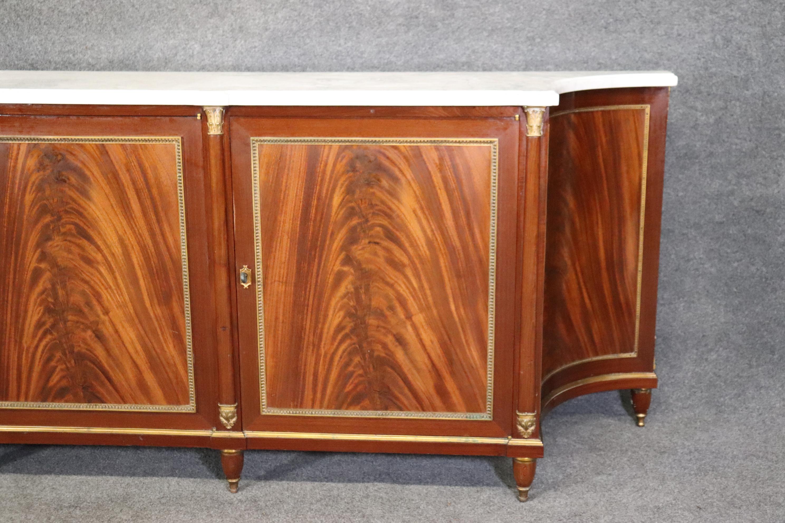 Argentine French Louis XVI Directoire Style Marble Top Sideboard Buffett By Maison Jansen For Sale