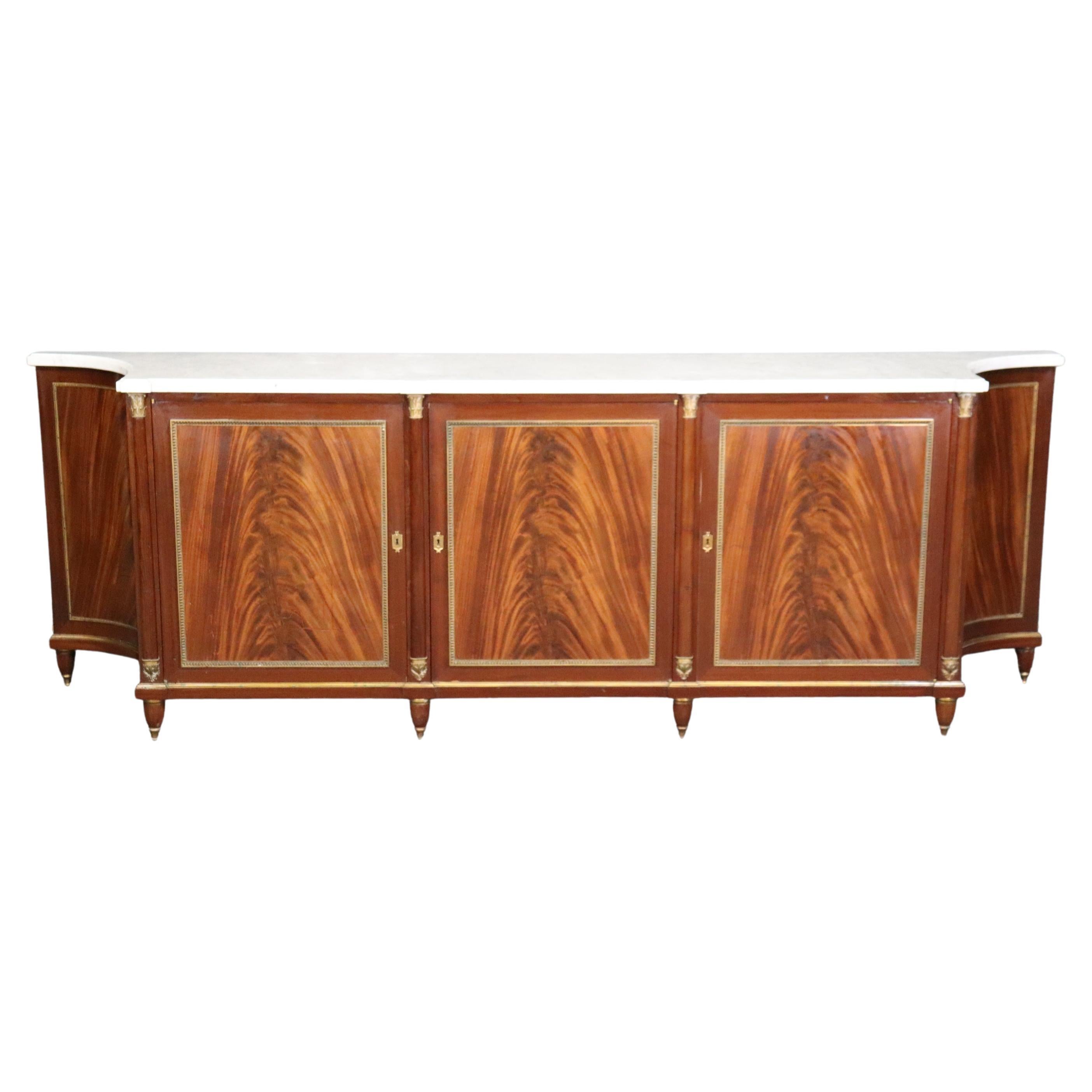 French Louis XVI Directoire Style Marble Top Sideboard Buffett By Maison Jansen For Sale