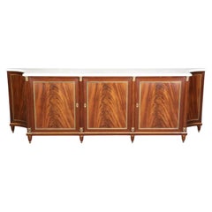 French Louis XVI Directoire Style Marble Top Sideboard Buffett, Maison Jansen