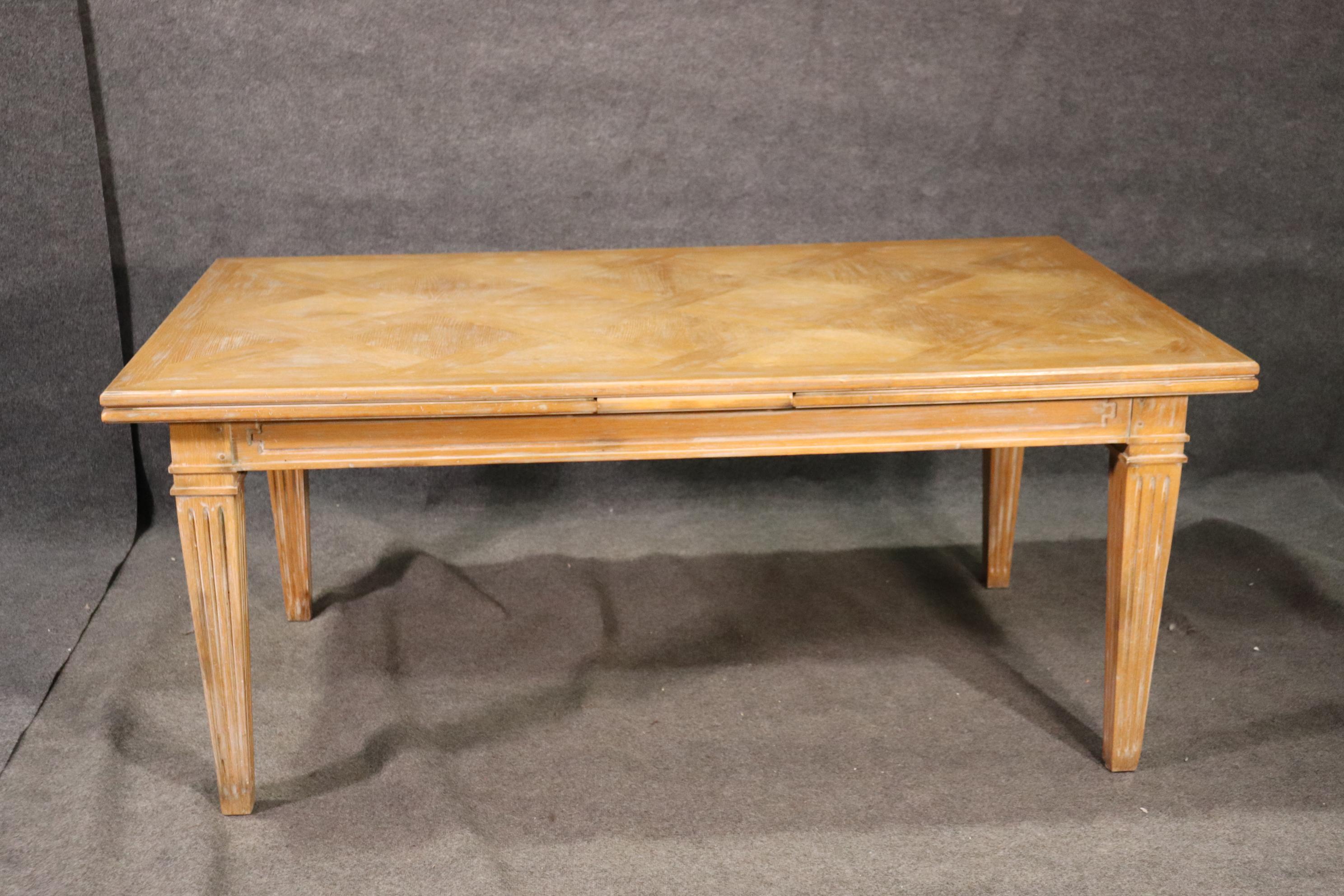 Beech French Louis XVI Directoire Style White Washed Dining Refractory Table