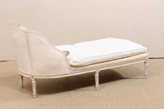 French Louis XVI "Duchesse en Bateau" Carved Wood and Upholstered Chaise Lounge