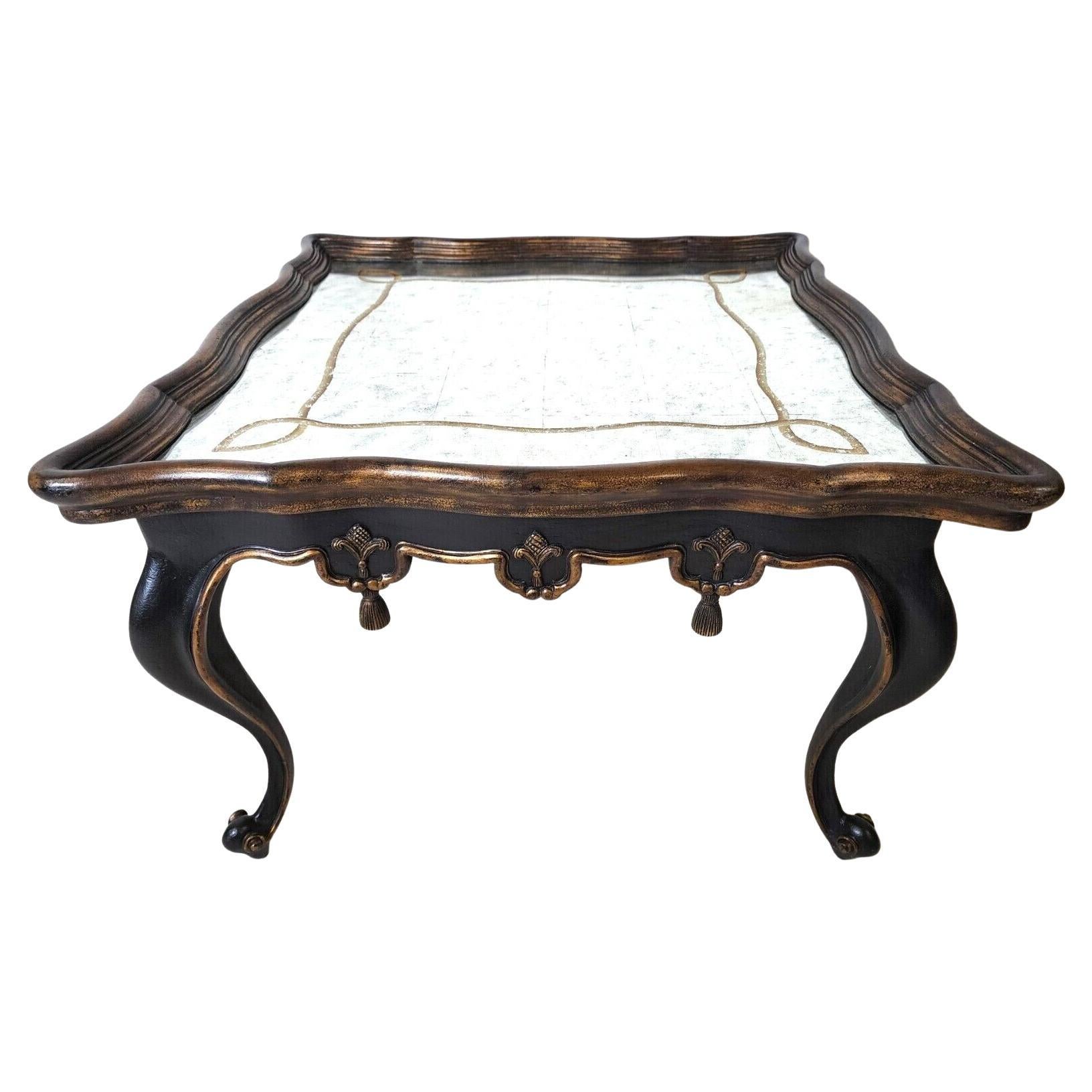 French Louis XVI Églomisé Mirror Top Coffee Table by John Richard For Sale