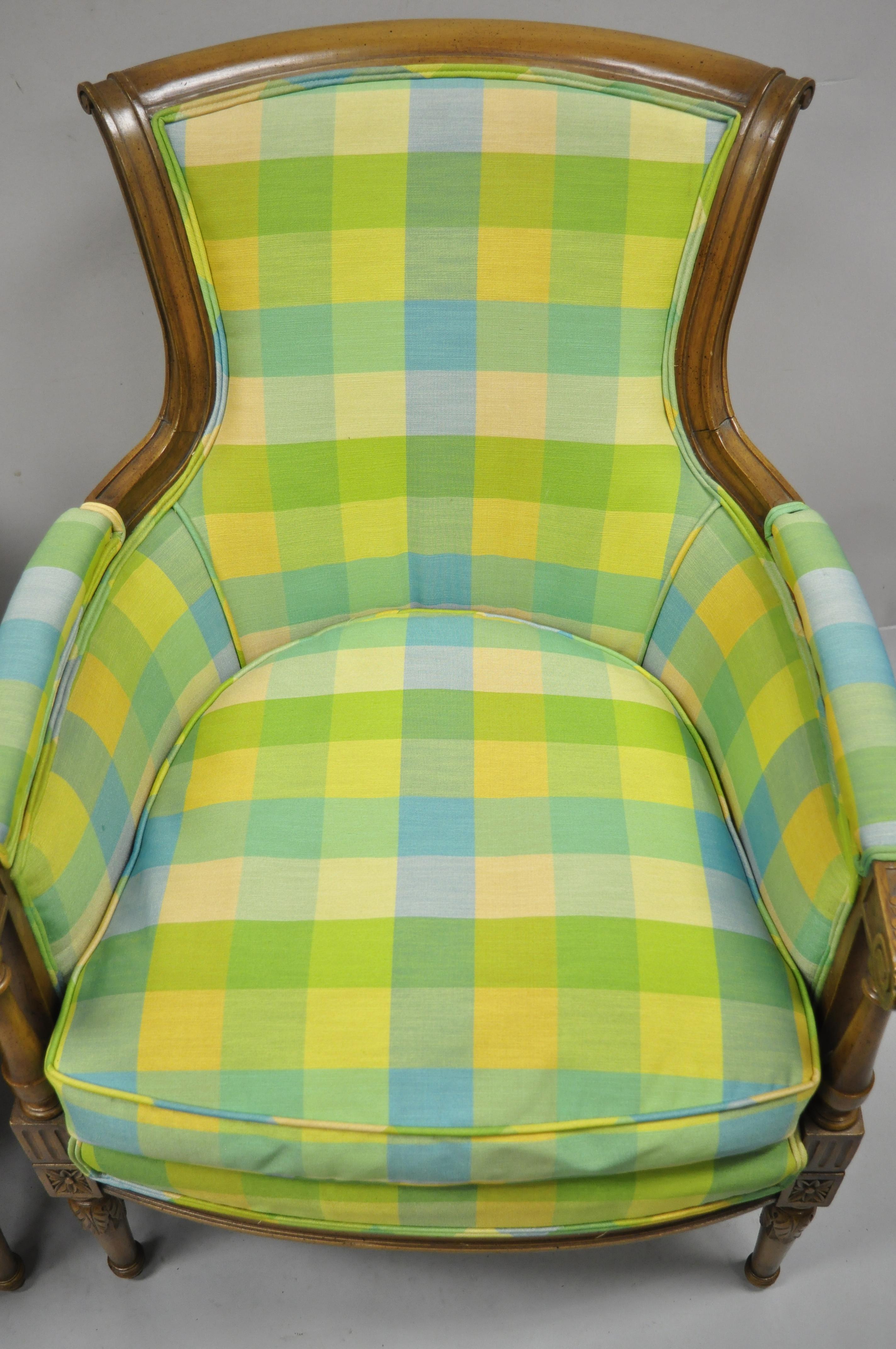 green gingham chair
