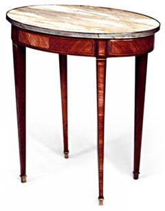 French Louis XVI End Table, Kingwood & Marble, Circa 1850