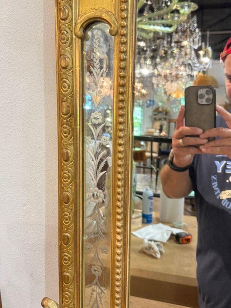 Espejo francés grabado Luis XVI en venta 2