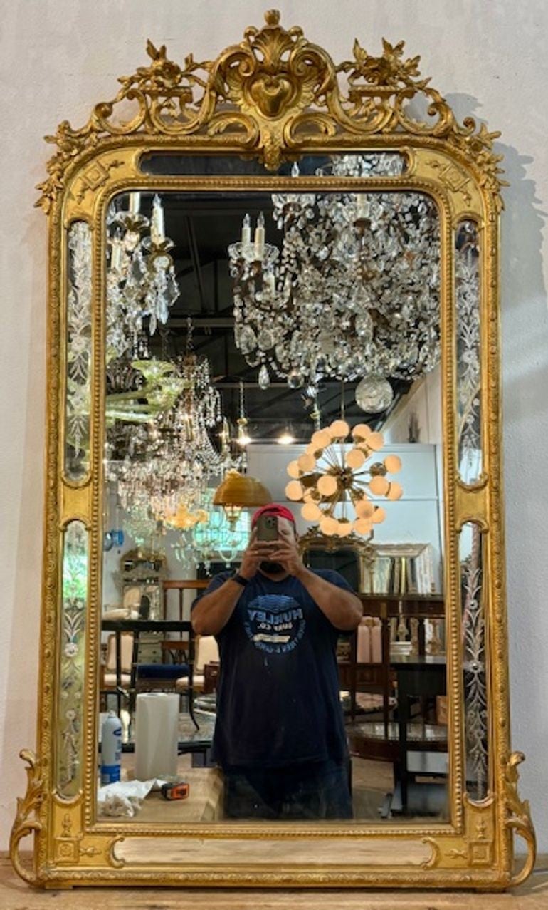 Espejo francés grabado Luis XVI en venta