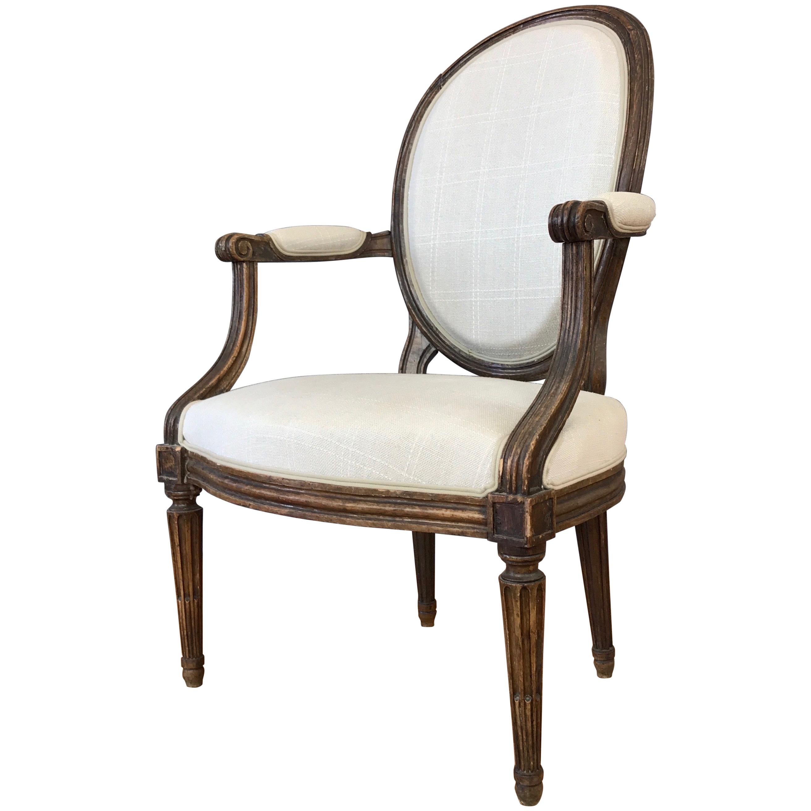 French Louis XVI Fauteuil by Martin Jullien, Mid-18th Century