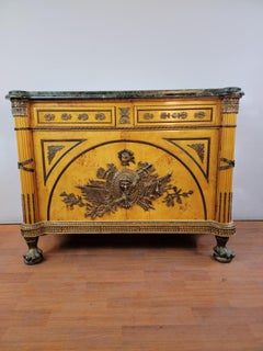 French Louis XVI Figural Bronze Ormolu Chest Commode After Benneman