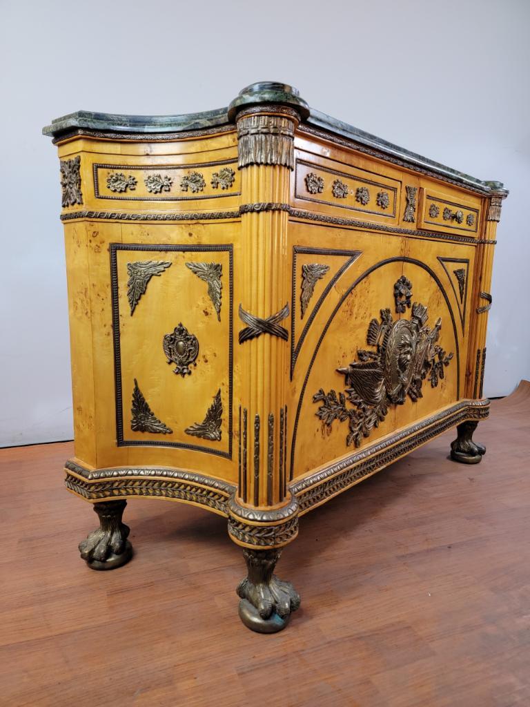 Hand-Crafted French Louis XVI Figural Bronze Ormolu Chest Commode After Benneman For Sale