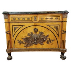 French Louis XVI Figural Bronze Ormolu Chest Commode After Benneman