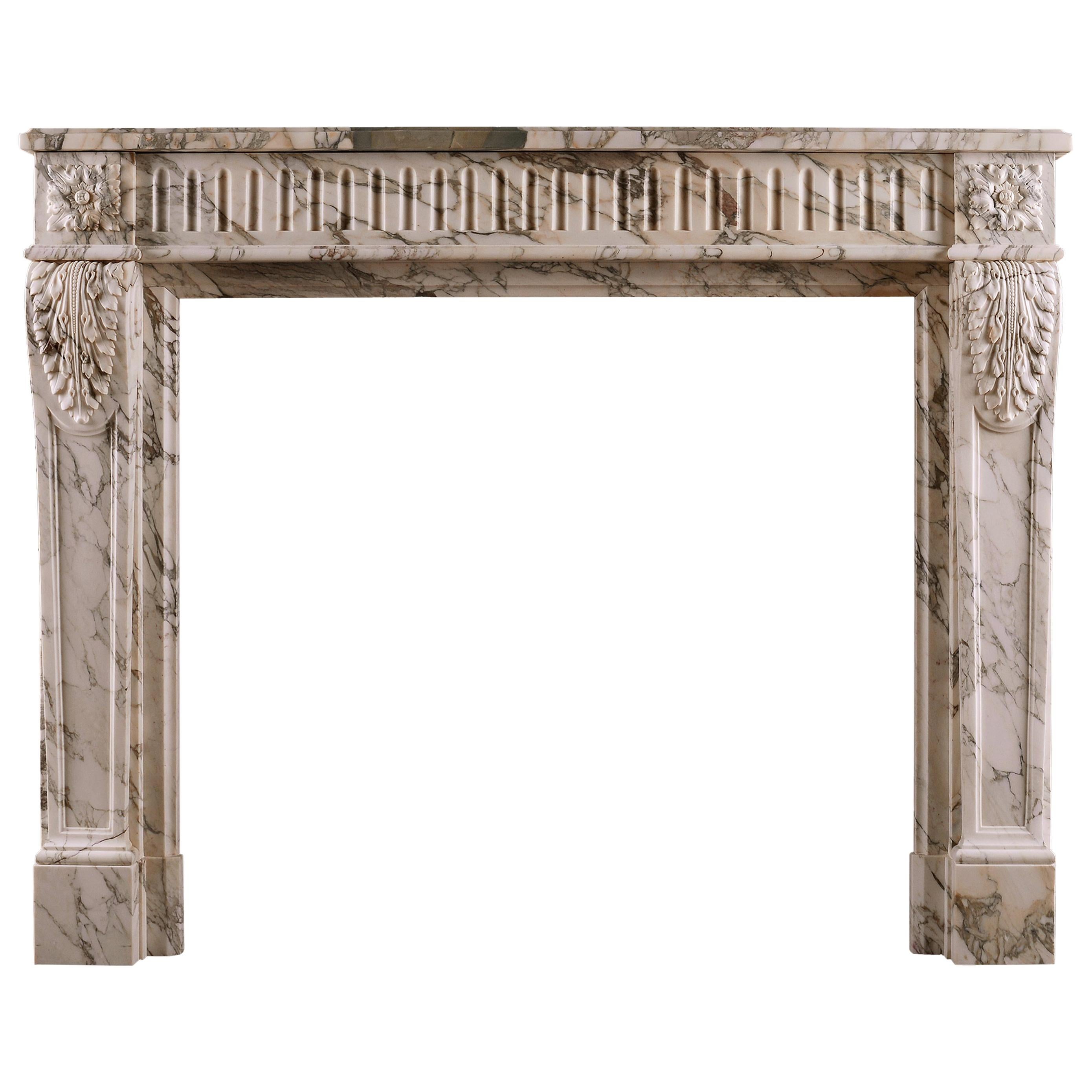French Louis XVI Fireplace in Serravezza Breccia Marble