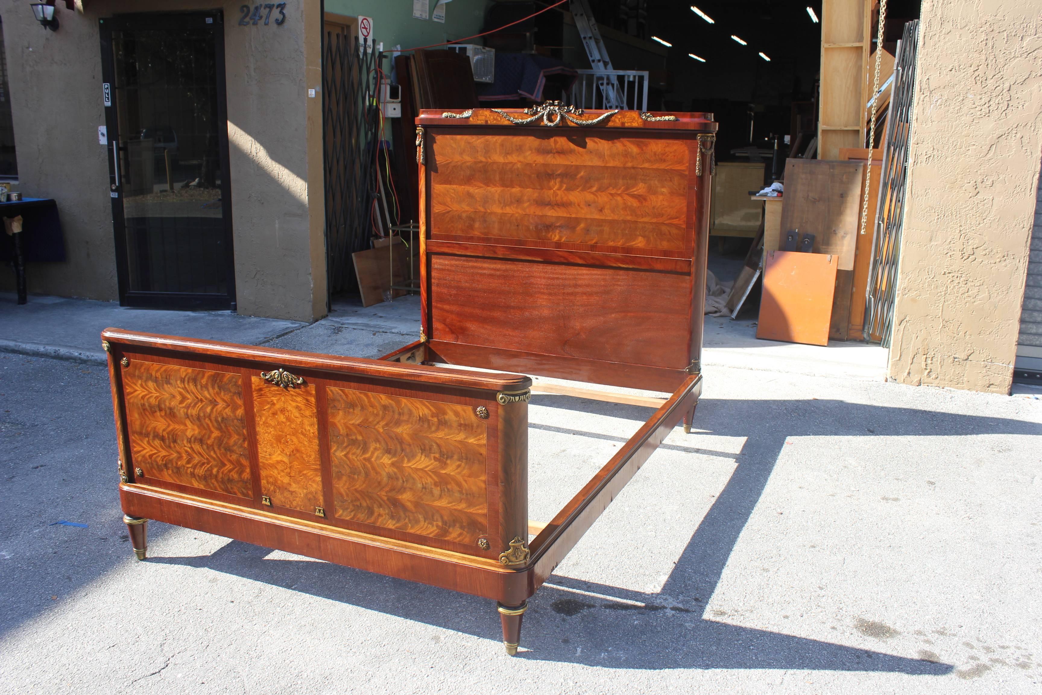 French Louis XVI Flame Mahogany with Bronze Hardware ''Full'' Beds, circa 1890s 9