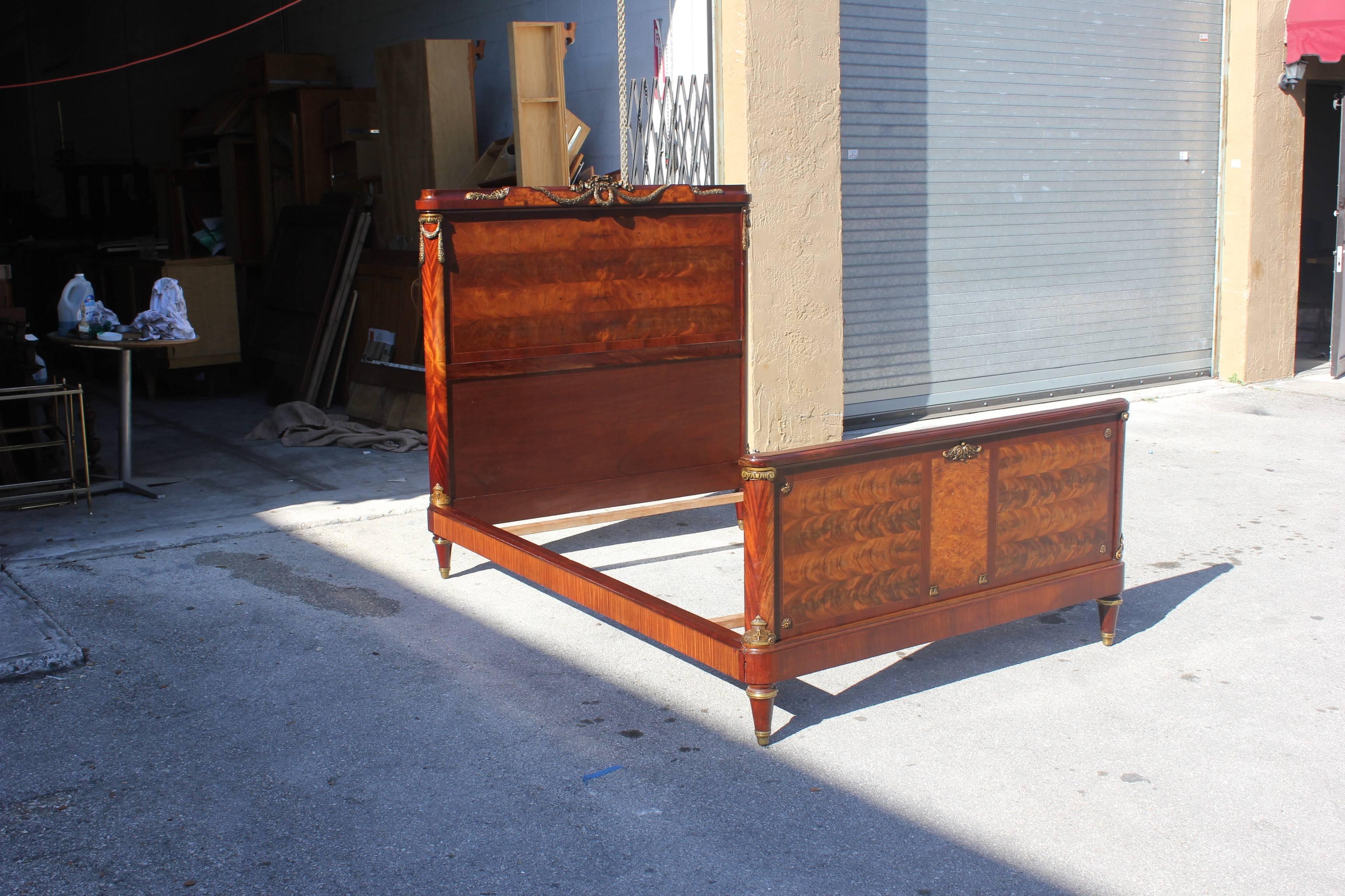 French Louis XVI Flame Mahogany with Bronze Hardware ''Full'' Beds, circa 1890s 5