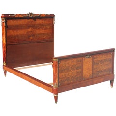 French Louis XVI Flame Mahogany with Bronze Hardware ''Full'' Beds, circa 1890s