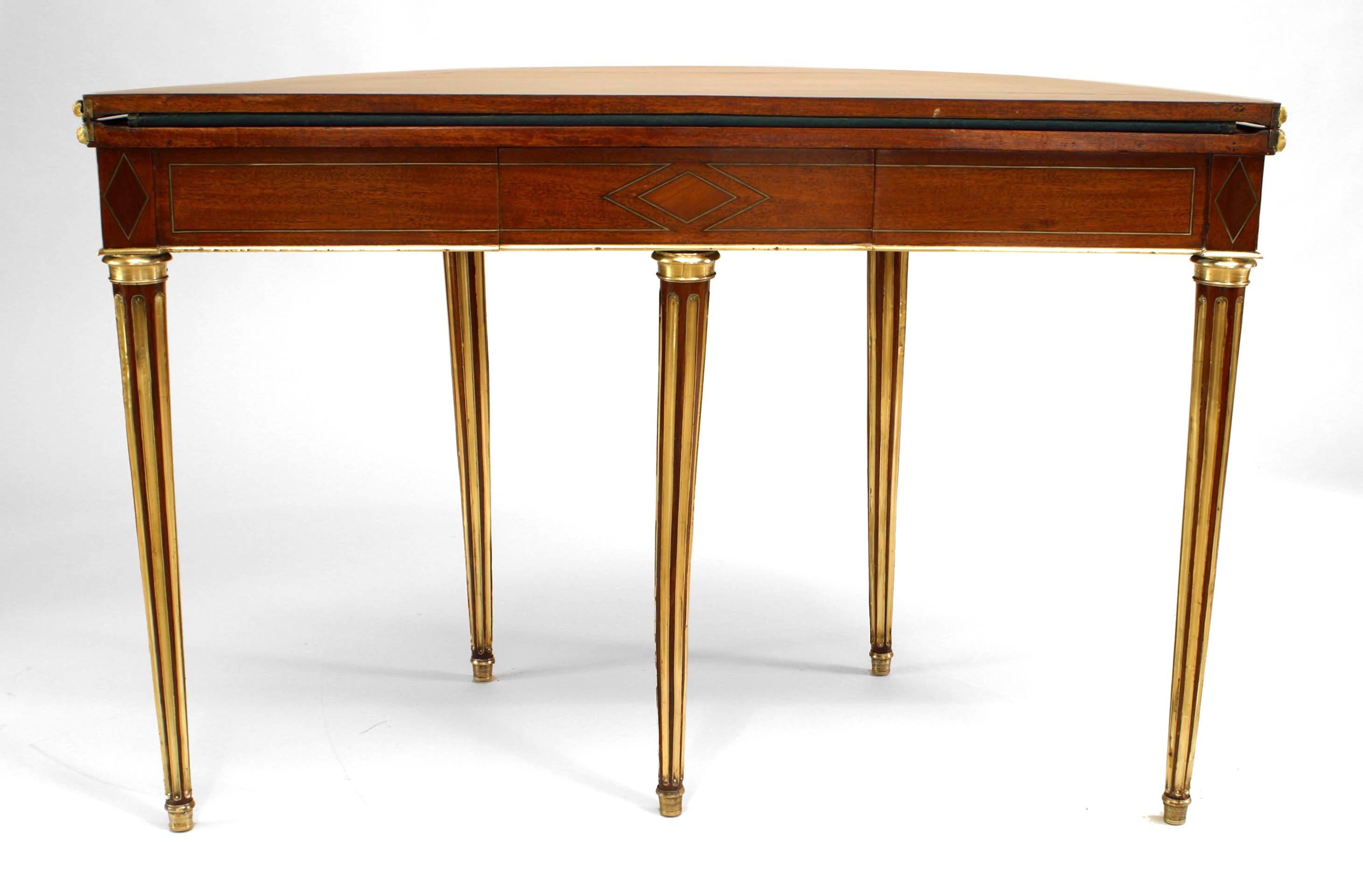 French Louis XVI Mahogany Demilune Console Table In Good Condition For Sale In New York, NY
