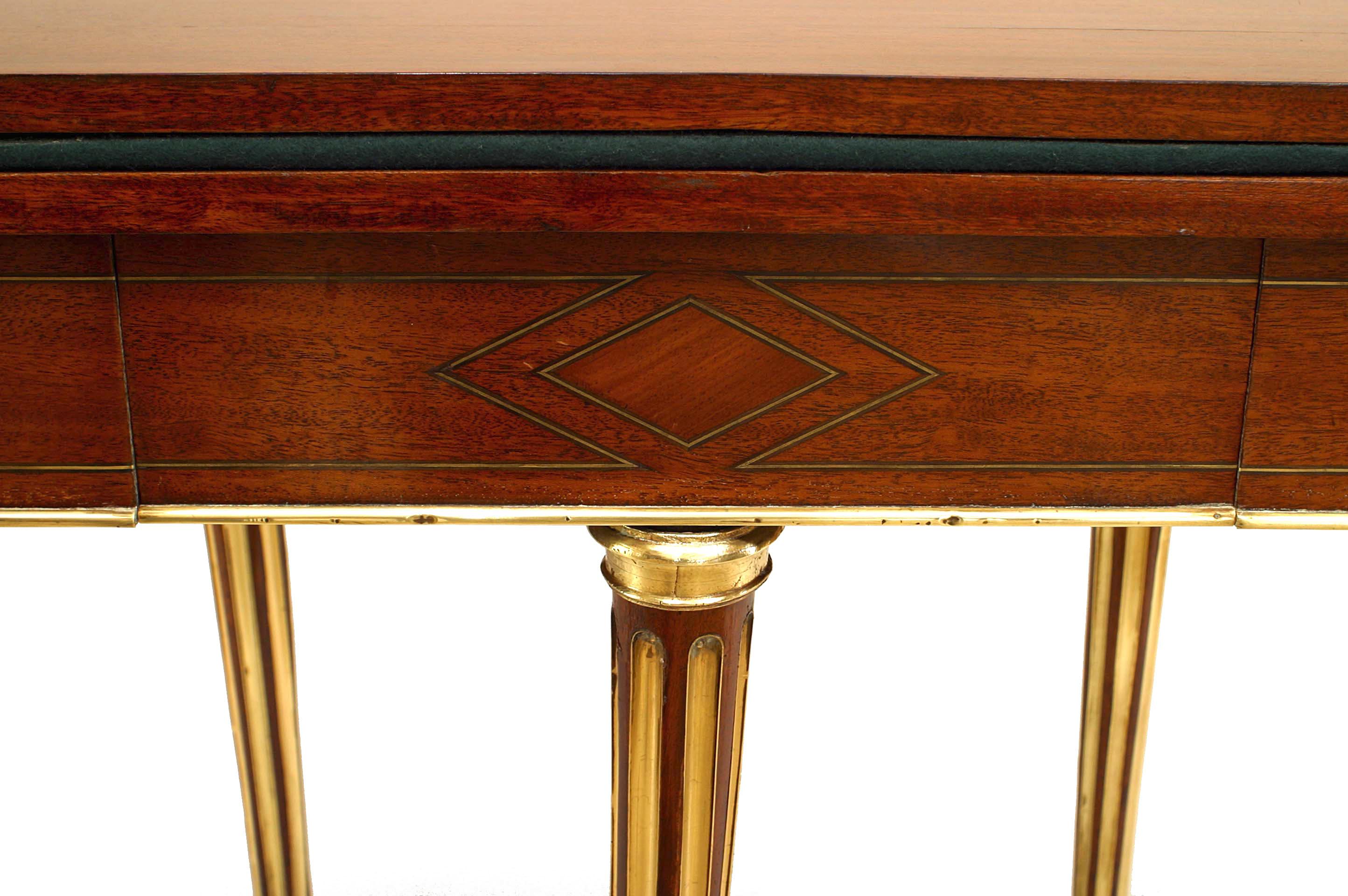 French Louis XVI Mahogany Demilune Console Table For Sale 2