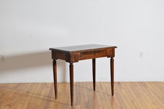 French Louis XVI Flute Carved Walnut 1-Drawer Table, last quarter 18th century