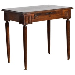 French Louis XVI Flute Carved Walnut 1-Drawer Table, last quarter 18th century