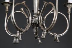French Louis XVI French Horn Chandeliers with Silvered Brass, Pair Available