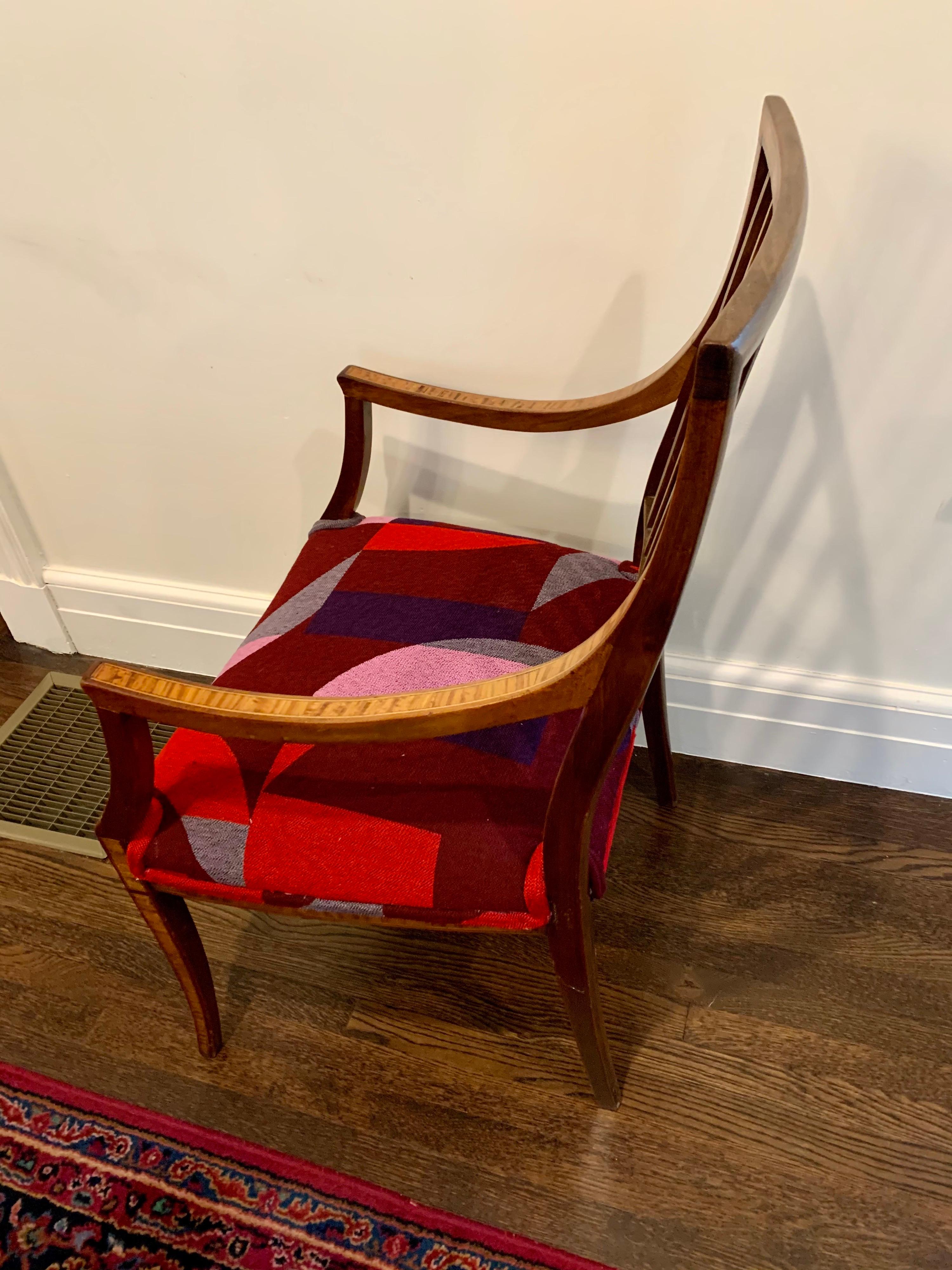 French Louis XVI Fruitwood Arm Chair with New Herman Miller Fabric For Sale 2