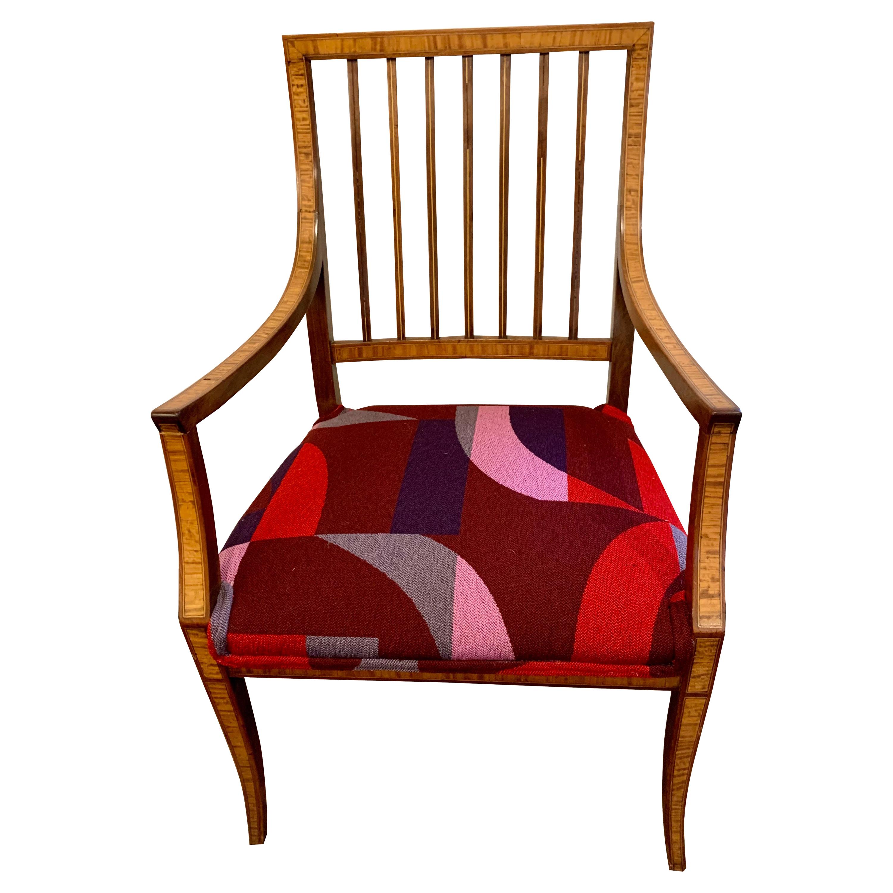 French Louis XVI Fruitwood Arm Chair with New Herman Miller Fabric For Sale