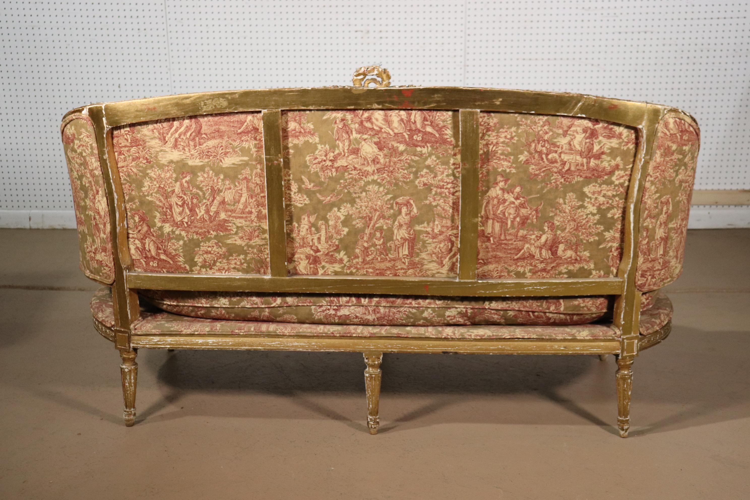 French Louis XVI Gilded Settee Canape, Circa 1890 5