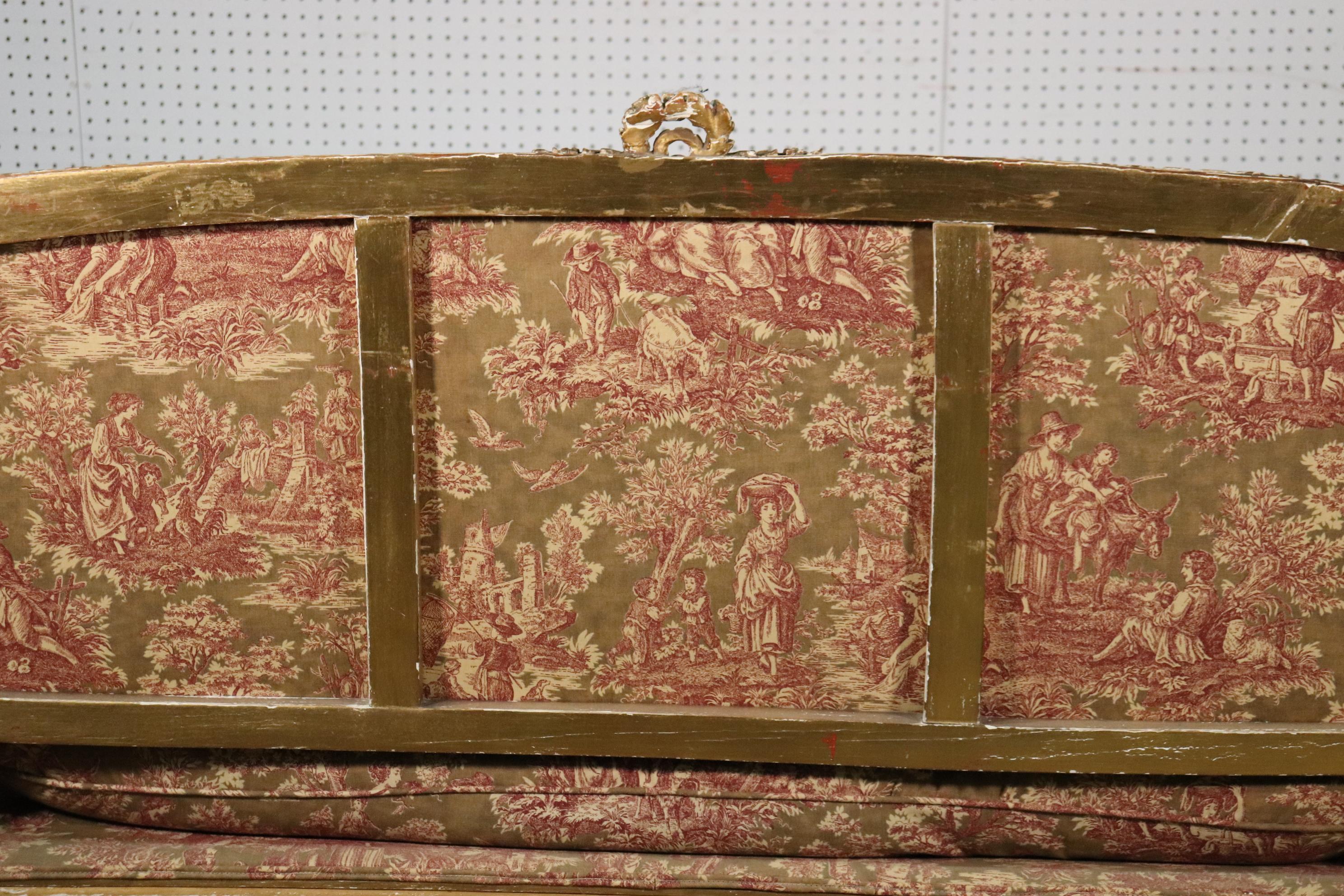 French Louis XVI Gilded Settee Canape, Circa 1890 6