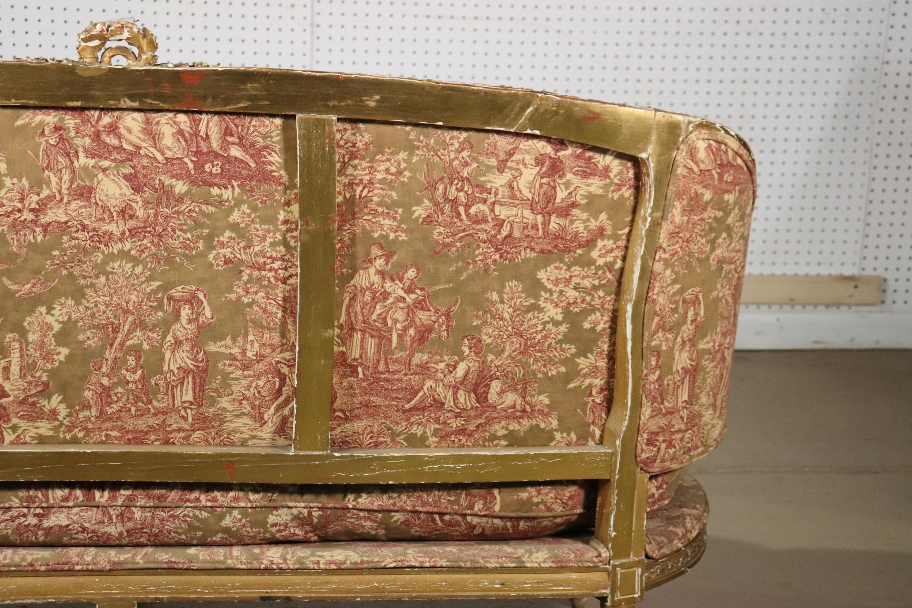 French Louis XVI Gilded Settee Canape, Circa 1890 7