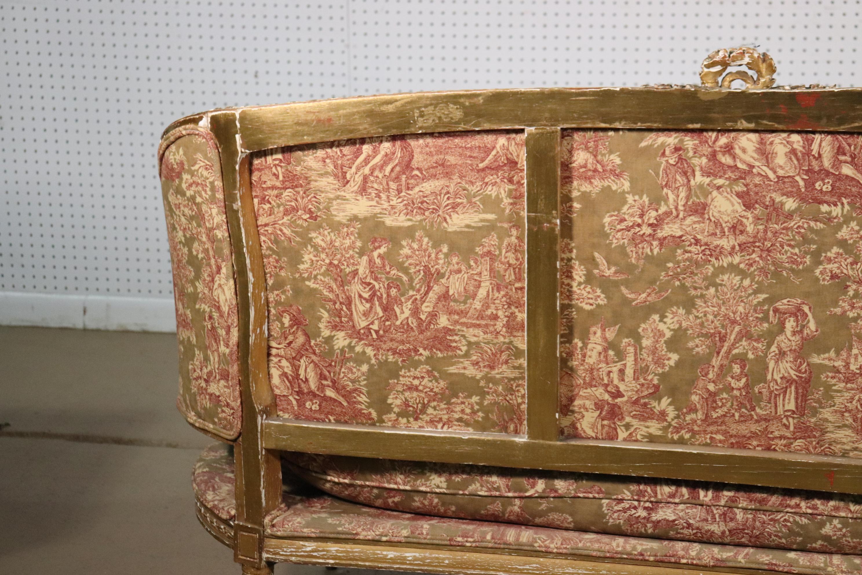 French Louis XVI Gilded Settee Canape, Circa 1890 8