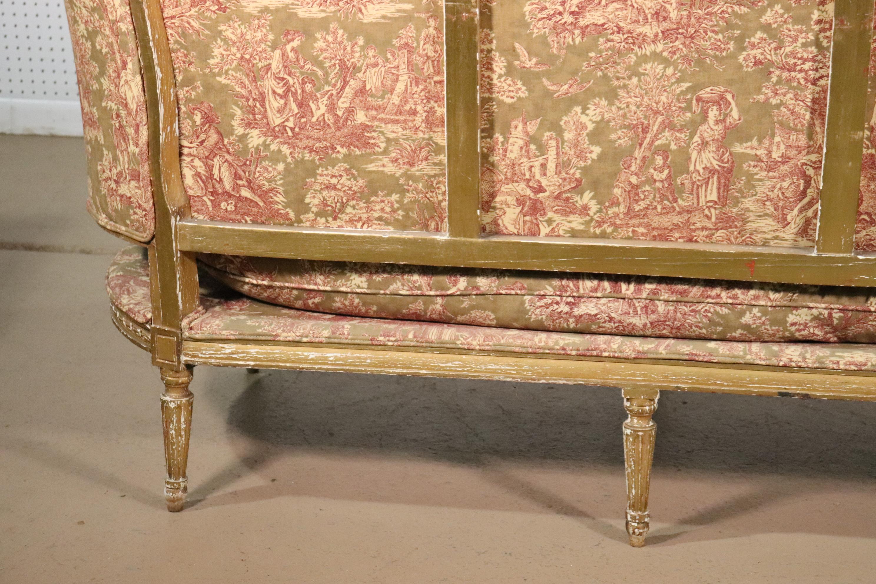 French Louis XVI Gilded Settee Canape, Circa 1890 9