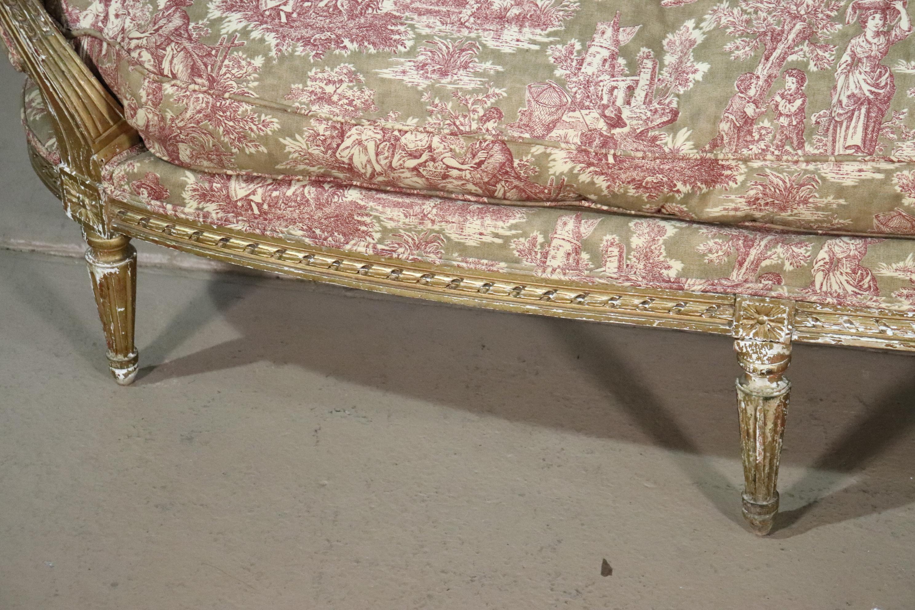 French Louis XVI Gilded Settee Canape, Circa 1890 13