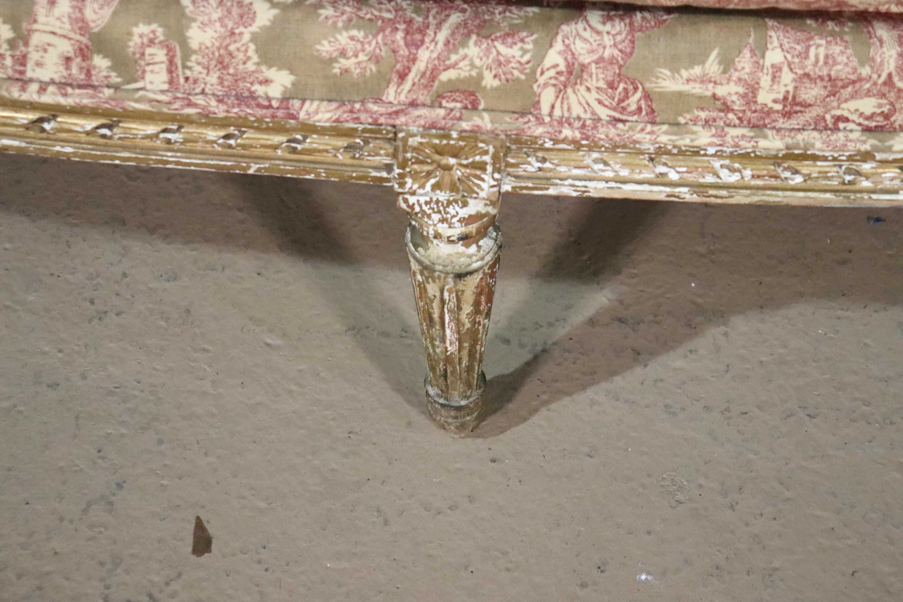 French Louis XVI Gilded Settee Canape, Circa 1890 14