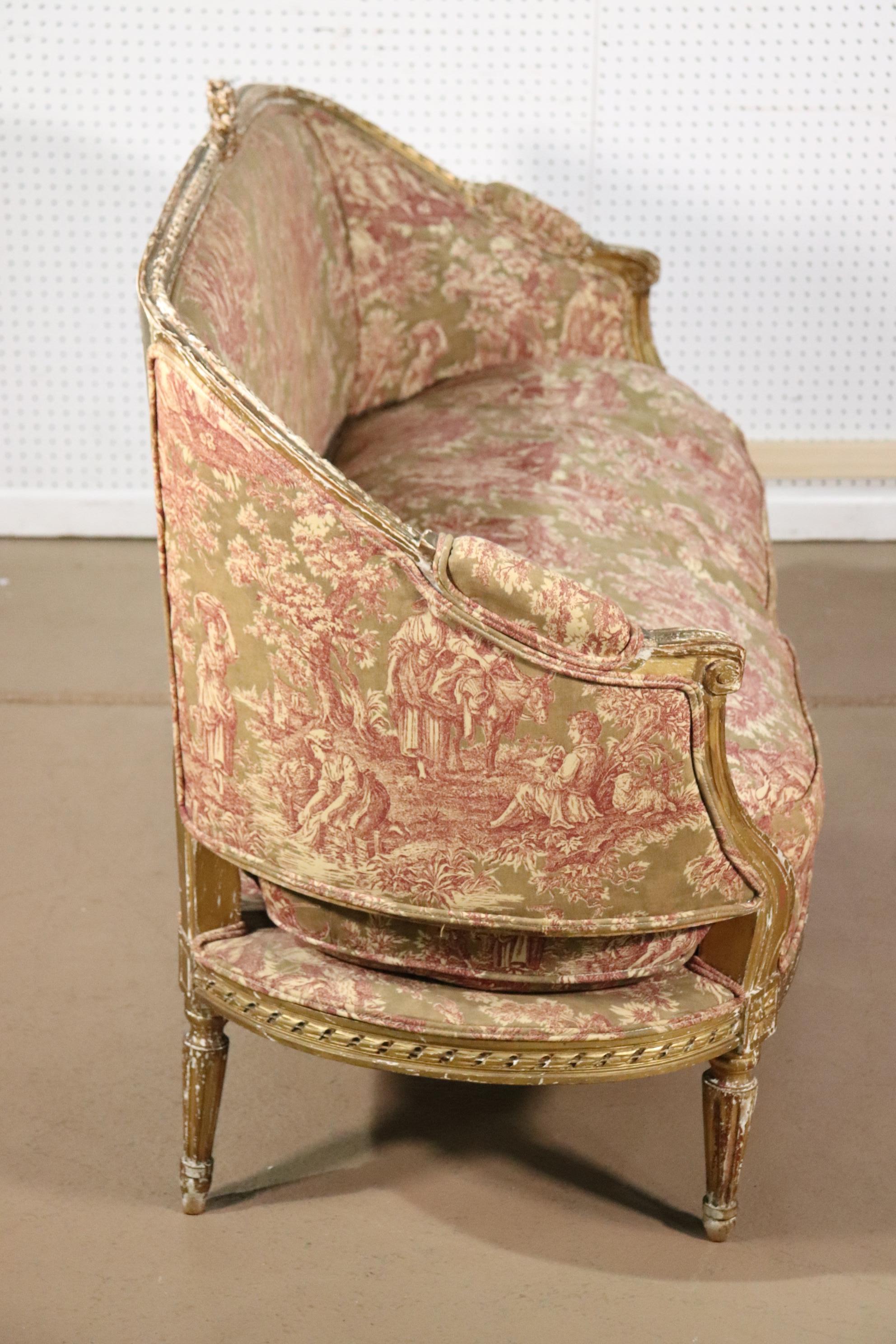French Louis XVI Gilded Settee Canape, Circa 1890 1