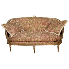 French Louis XVI Gilded Settee Canape, Circa 1890