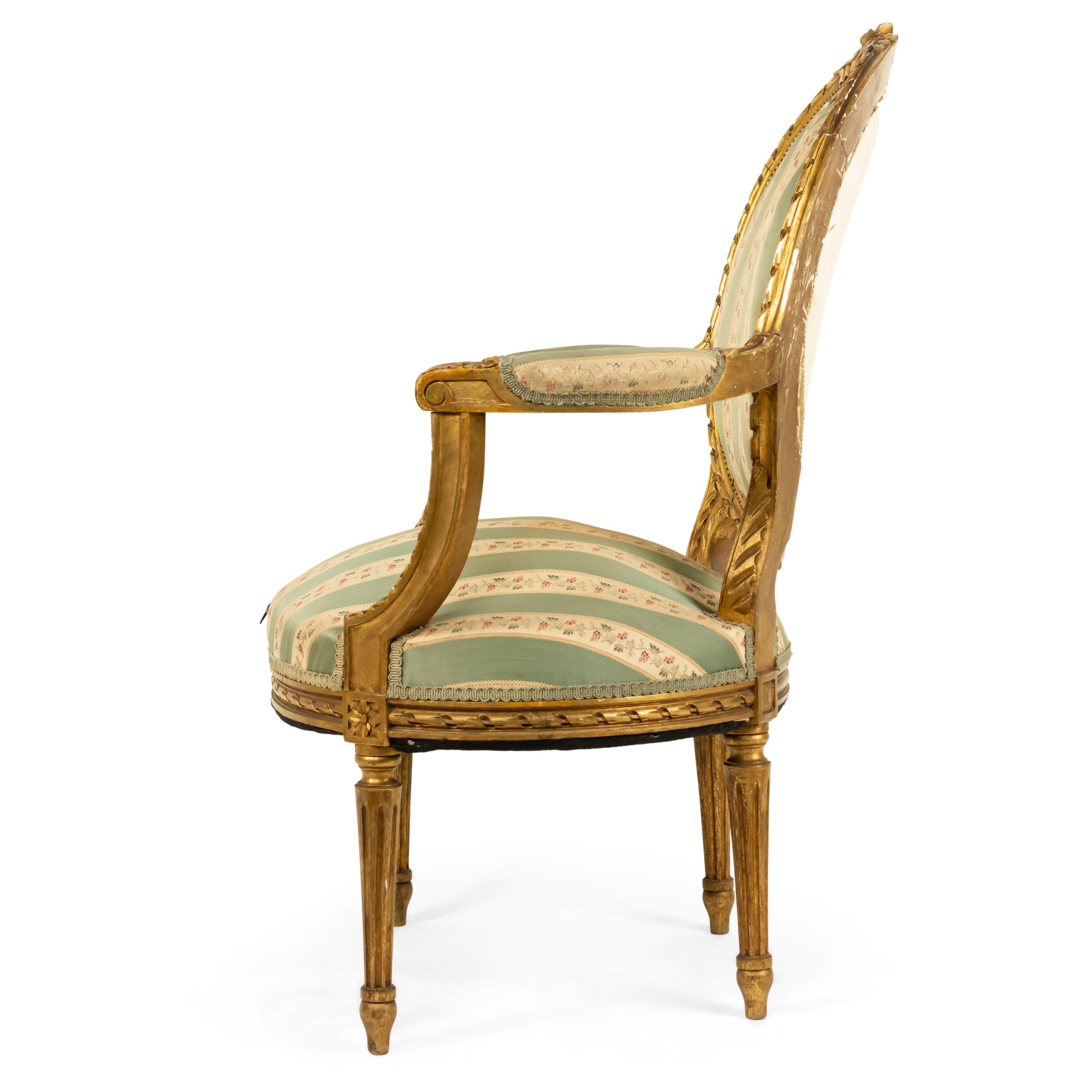 French Louis XVI Gilt Armchair In Good Condition In Queens, NY
