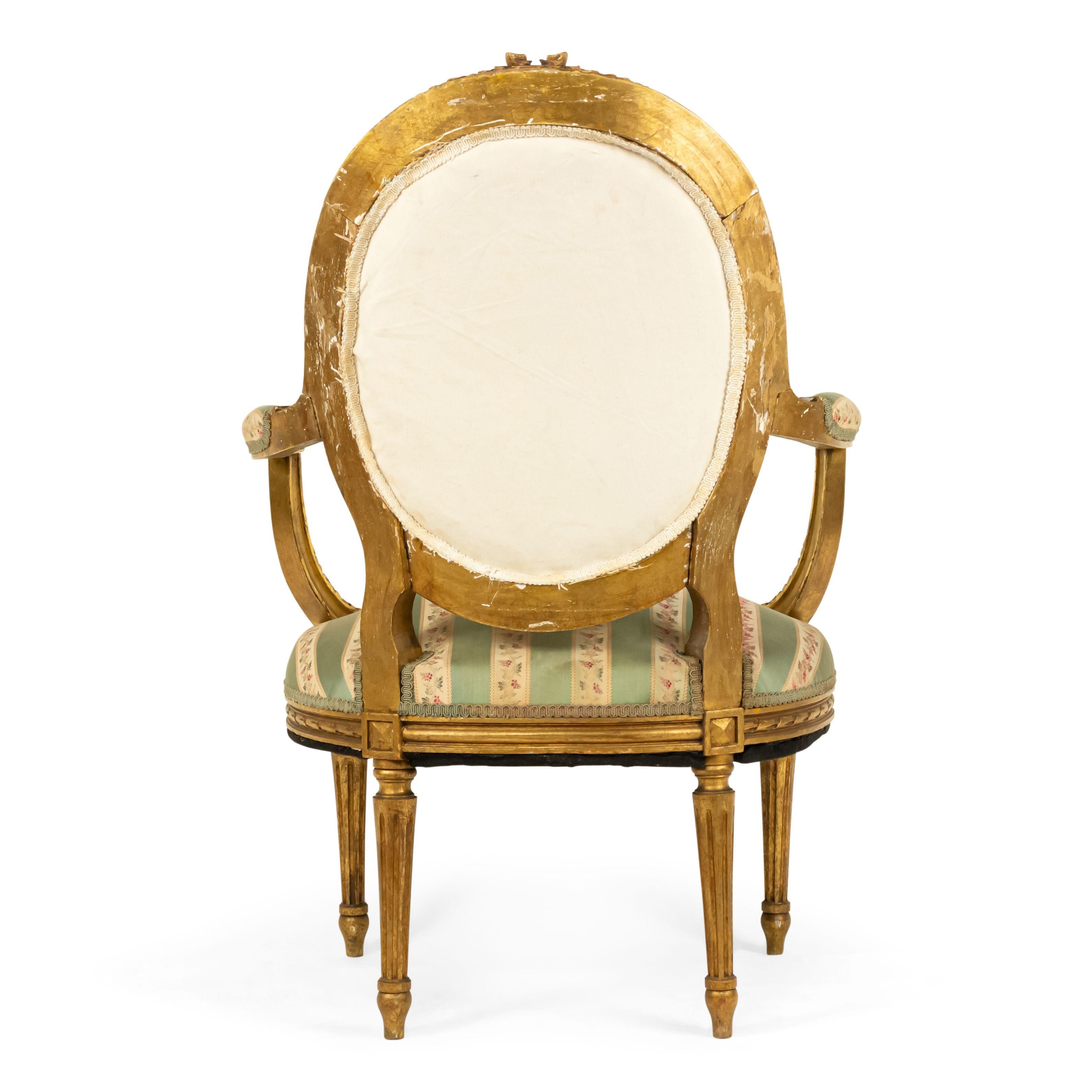 Wood French Louis XVI Gilt Armchair