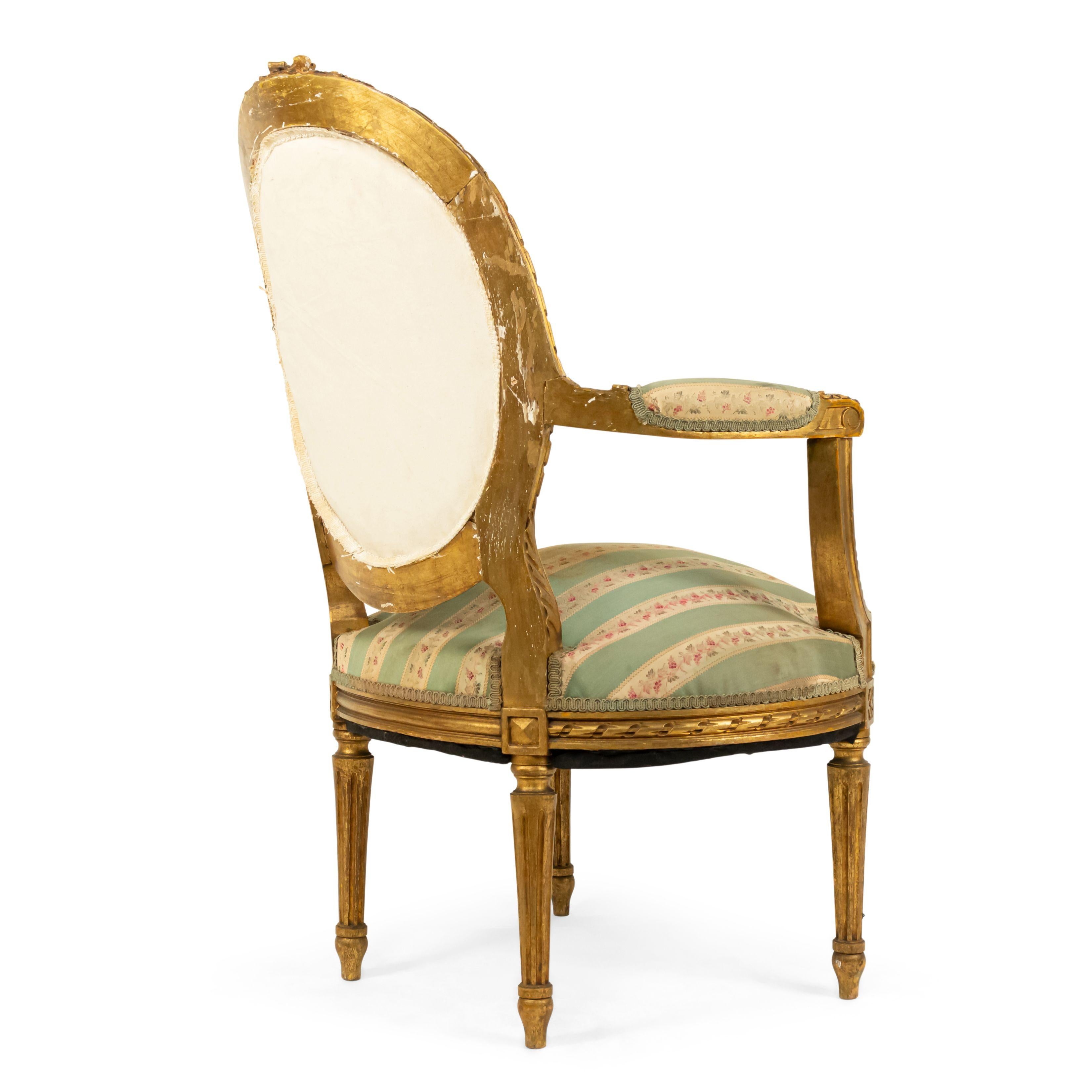 French Louis XVI Gilt Armchair 1