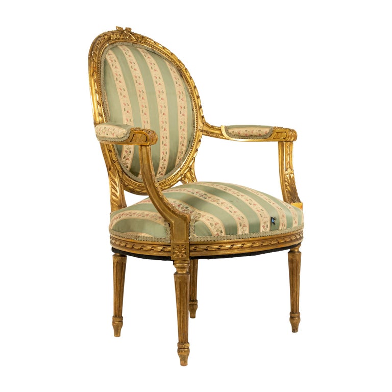 French Louis XVI Striped Arm Chair – Newel Staging
