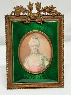 Französischer Louis XVI Bilderrahmen aus vergoldeter Bronze, Ormolu und grüner Guilloche-Emaille