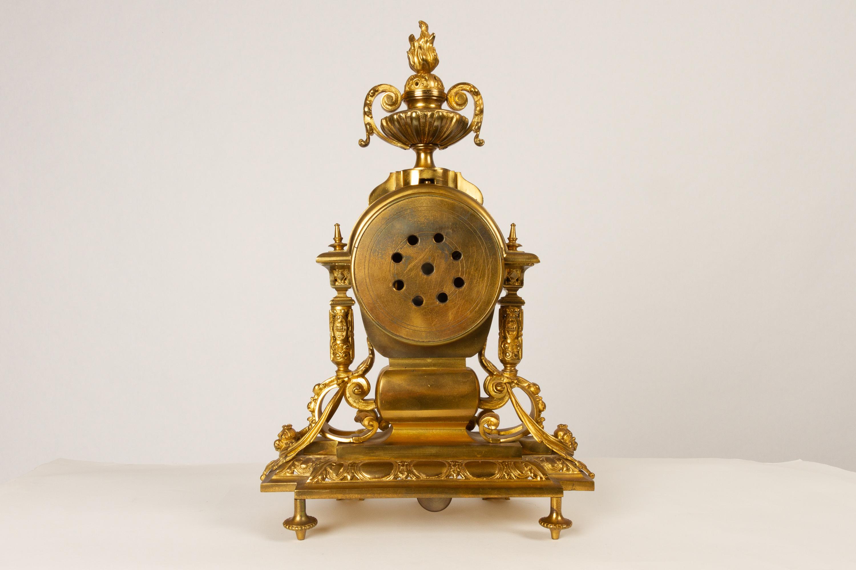 French Louis XVI Gilt Clock Set by Japy Fréres, 1880s 4