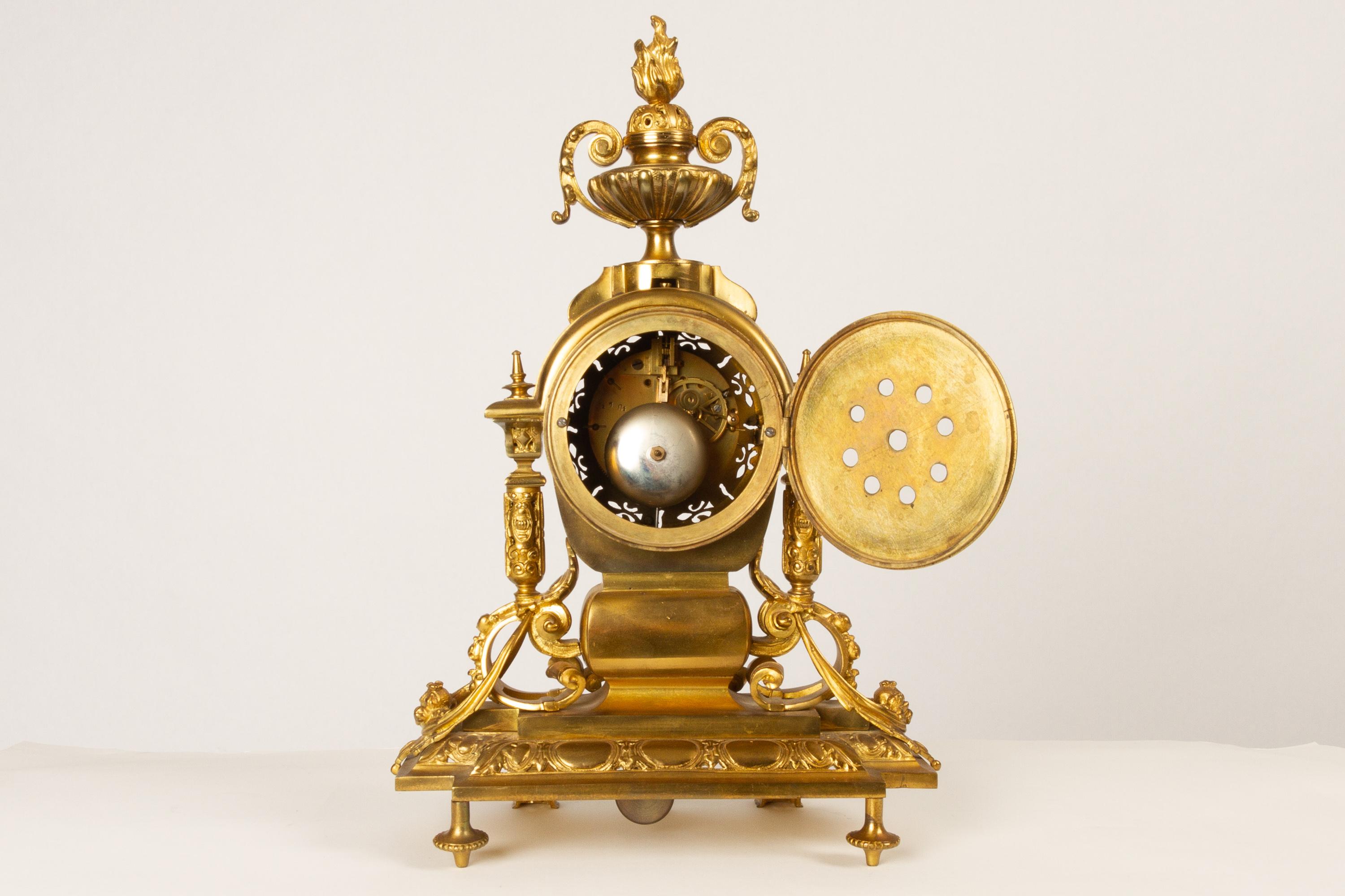 French Louis XVI Gilt Clock Set by Japy Fréres, 1880s 5
